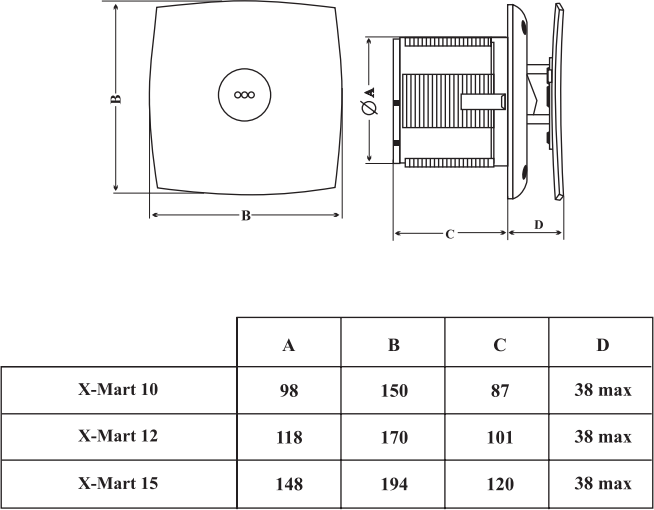 Вытяжной вентилятор CATA X-MART 10 MATIC