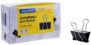 OfficeSpace Зажимы для бумаг 51мм BCLBL51 черный