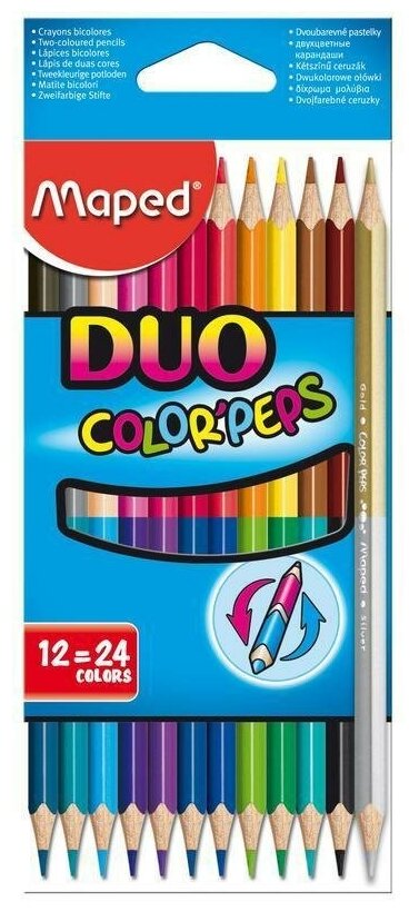 Карандаши цветные Maped Duo 24 цвета (двусторонние) трехгранные