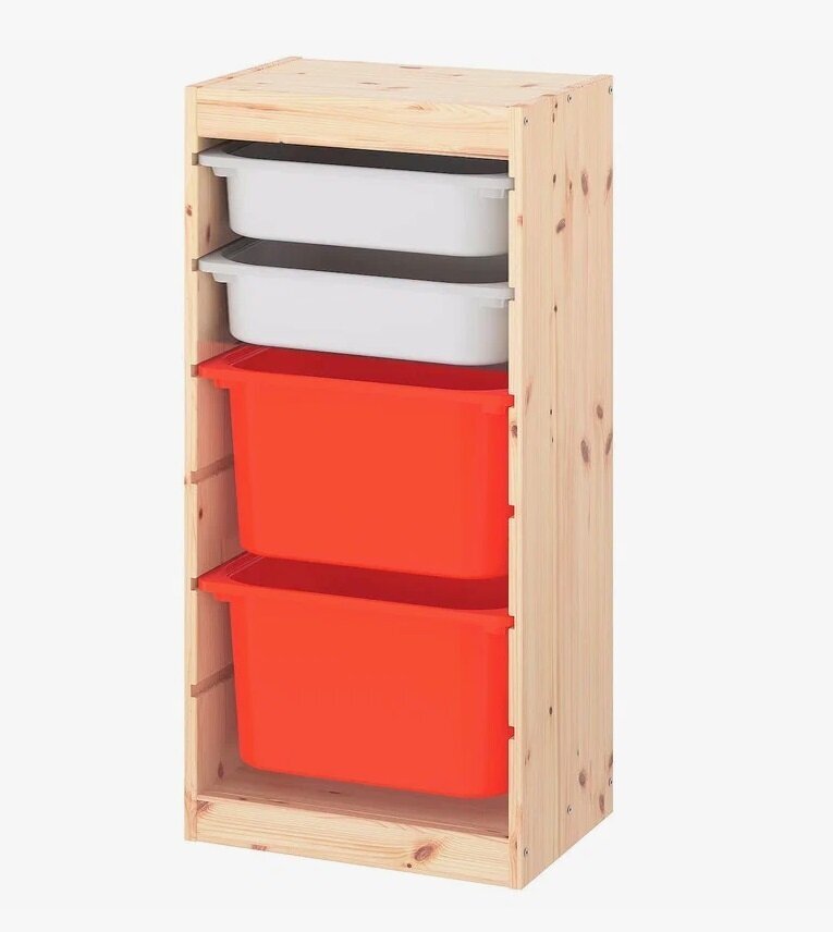 Стеллаж Труфаст вертикальный с контейнерами, белый/красный