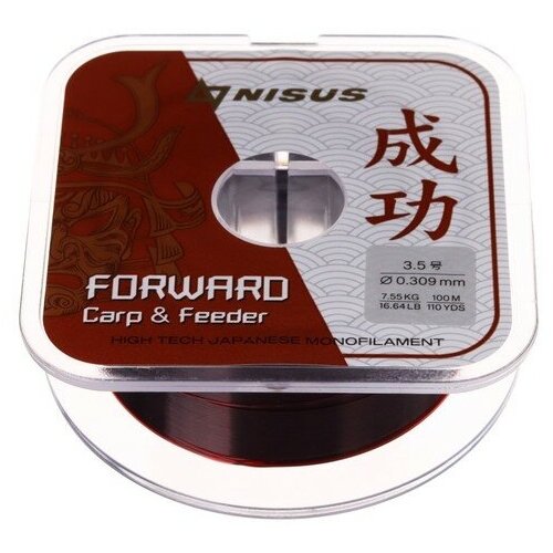 фото Леска nisus forward carp & feeder, диаметр 0.309мм, тест 7.55 кг, 100 м, коричневая 9661034