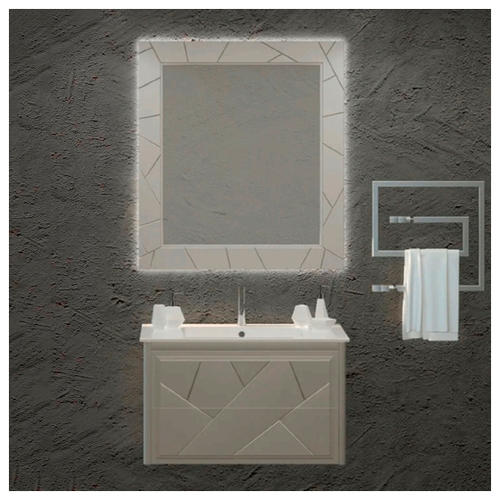 фото Мебель для ванной opadiris луиджи 70 серая (тумба с раковиной + зеркало)