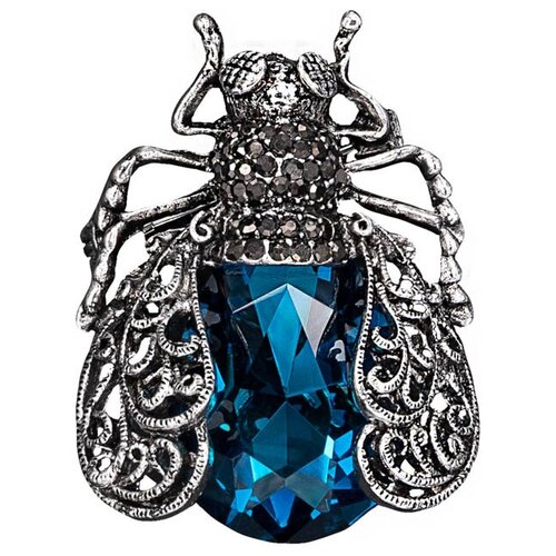 фото Брошь бижутерная муха (замок-булавка, синий) 12-56210 otokodesign