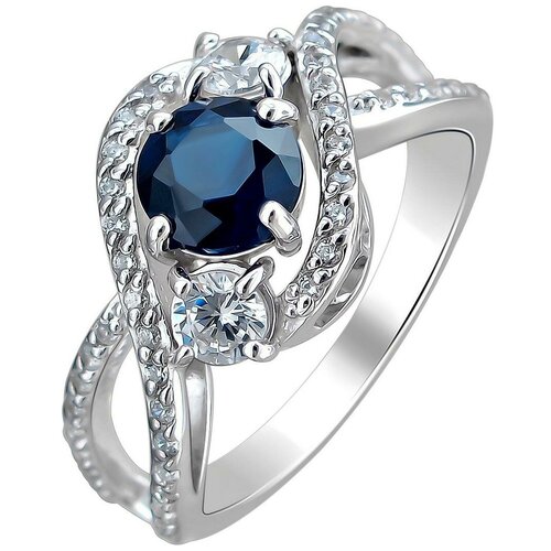 фото Эстет кольцо с фианитами и кварцами из серебра с19к25141-6, размер 18