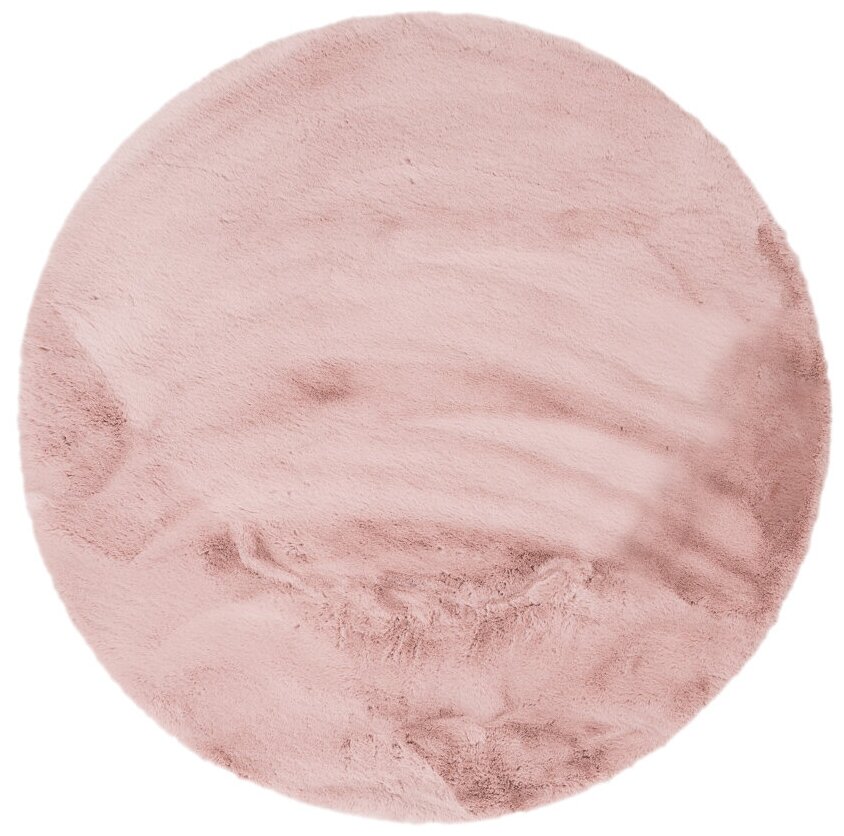 Ковер на пол 0,9 на 0,9 м в спальню, гостиную, детскую, пушистый, с длинным ворсом, розовый Rabbit Rex Blush круглый - фотография № 4