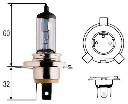 8GJ002525251 HELLA Лампа HELLA галогеновая H4 P43T 75W - фотография № 5