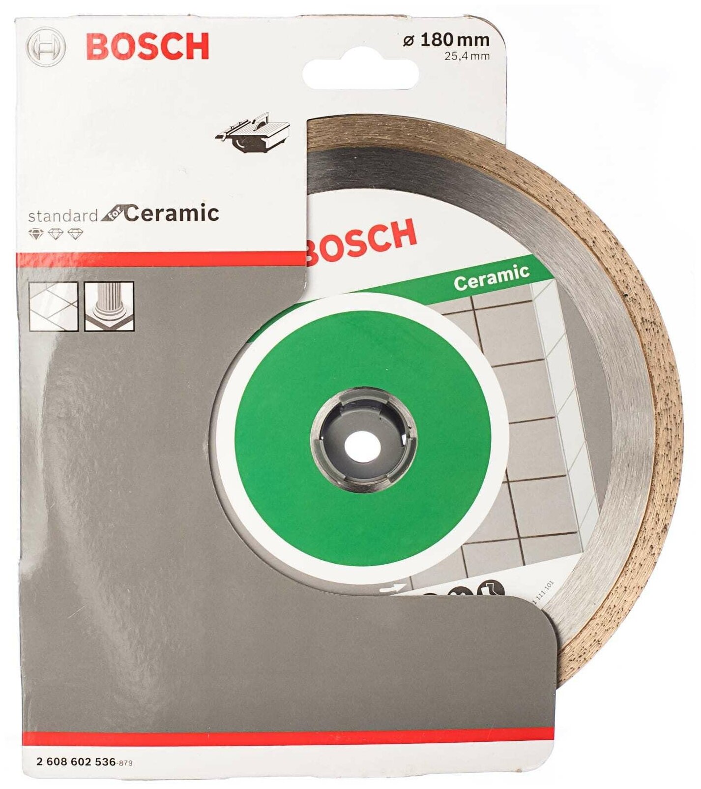 Диск алмазный отрезной STANDARD for Ceramic (180х25.4 мм) для настольных пил Bosch 2608602536