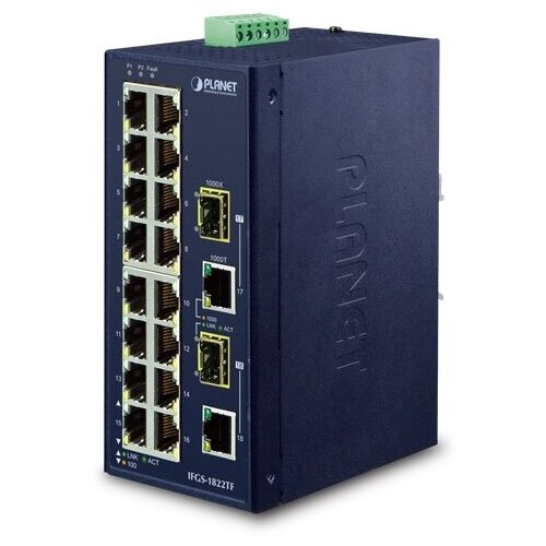 Промышленный Ethernet-коммутатор PLANET IFGS-1822TF 16-портовый 10100TX 2-портовый комбинированный Ethernet-коммутатор Gigabit TPSFP 2700000₽