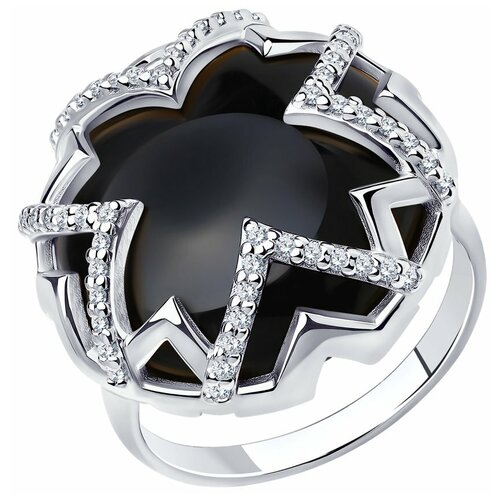 фото Sokolov кольцо из серебра с агатом и фианитами 83010069, размер 17