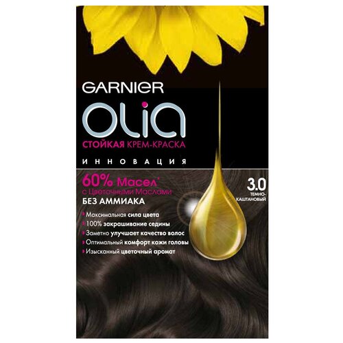 GARNIER Olia стойкая крем-краска для волос 30 Темно-каштановый 504₽
