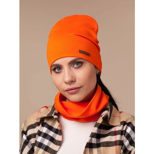 фото Шапка бини luchermi, размер u, оранжевый