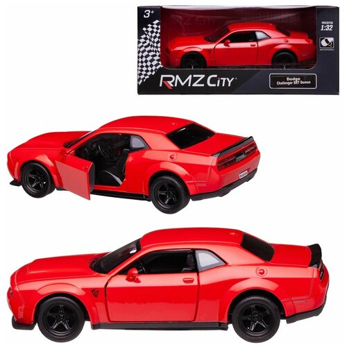 Машинка металлическая Uni-Fortune RMZ City 1:32 Dodge Challenger SRT Demon 2018 (цвет красный) легковой автомобиль rmz city dodge challenger srt demon 2018 344034s 1 64 9 см желтый