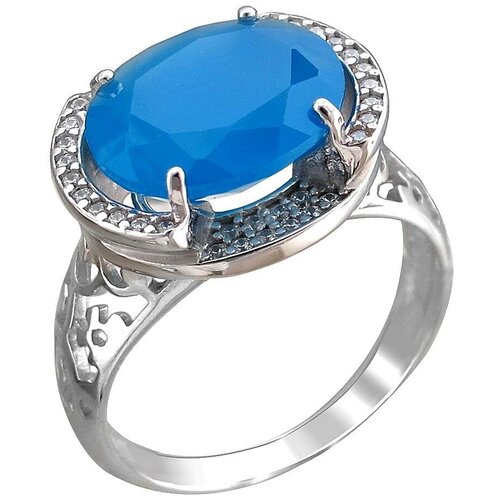 фото Эстет кольцо с агатом и фианитами из серебра 48к450023, размер 18.5