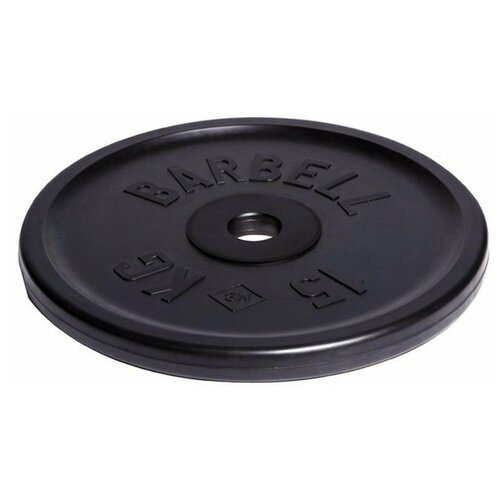 фото Диск олимпийский "barbell" d 51 мм чёрный 15,0 кг mb barbell