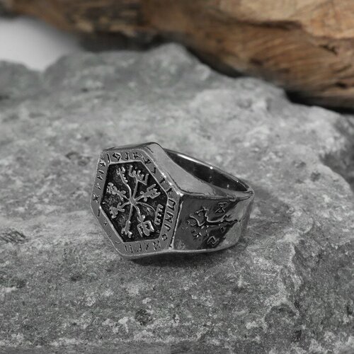 Кольцо, серебряный кольцо асгард цвет чернёное серебро 20 размер