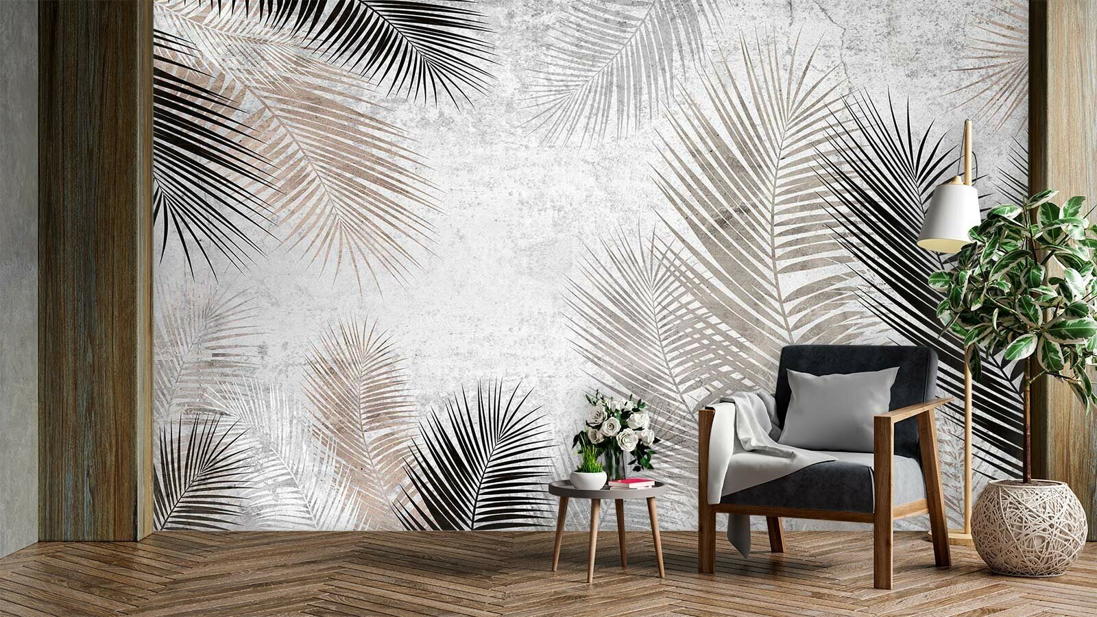 Фотообои на стену флизелиновые 3d Пальмовые листья 300х270 см Barton Wallpapers M131 - фотография № 3