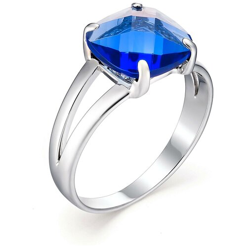 фото Алькор кольцо с сапфиром и фианитами из серебра 01-0631-00кс-00, размер 16.5