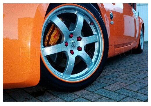 Молдинг защита дисков авто самоклеющийся ElectroKot WhellPro на 4 колеса оранжевый