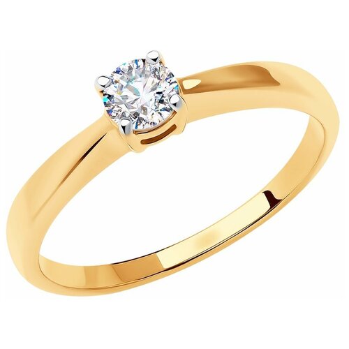 фото Sokolov кольцо из золота с фианитом 018635, размер 19