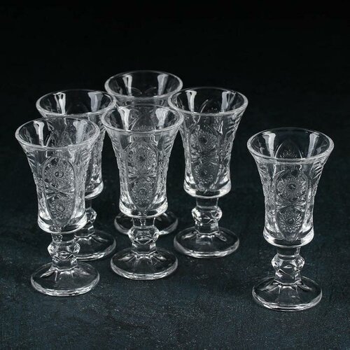 Набор рюмок Доляна Ледяная звезда 35 мл 1055 см 6 шт стекло 1608₽