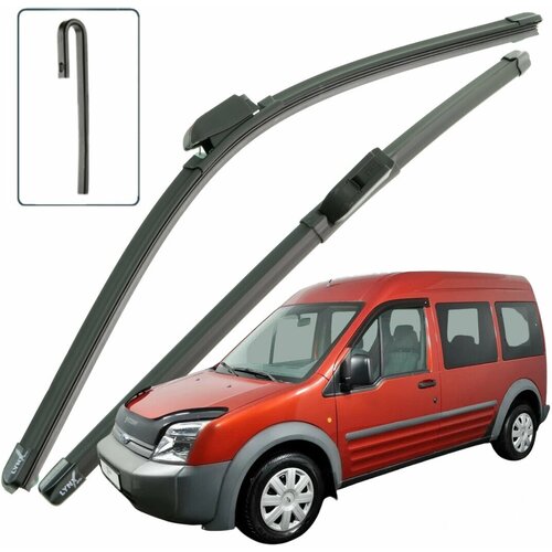 Дворники Ford Tourneo Connect Форд Турнео Коннект 2002 2003 2004 2005 2006 2007 2008 2009 Щетки стеклоочистителя бескаркасные к-т 2шт, 550мм-500мм
