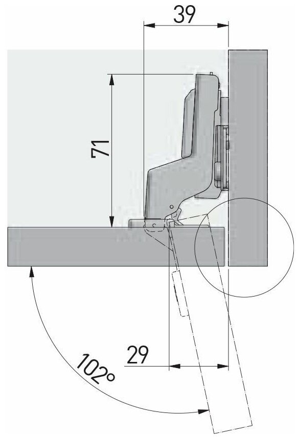 Петля GTV 3D внутренняя самозакрывающаяся регулировка в 3 плоскостях, без еврошурупа - фотография № 3