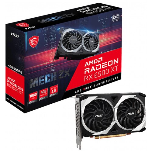 Видеокарта MSI AMD Radeon RX 6500XT, RX 6500 XT MECH 2X 4G OC, 4ГБ, GDDR6, OC, Ret