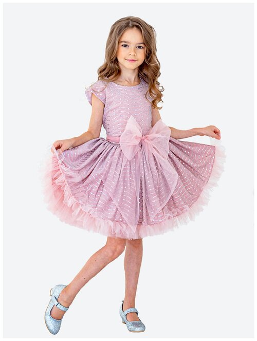 Платье Laura, трикотаж, нарядное, размер 110, розовый