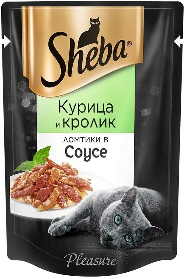 Влажный корм Sheba для кошек кролик и курица в соусе ломтики 75г