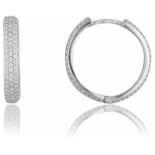 Серьги-кольца с фианитами, серебряные 40455311