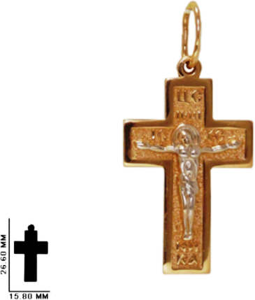 Крестик Goldika крест из золота 51080038, комбинированное золото, 585 проба