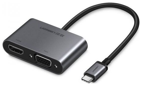 Переходник/адаптер UGreen USB type-c - HDMI/VGA CM162, серый космос