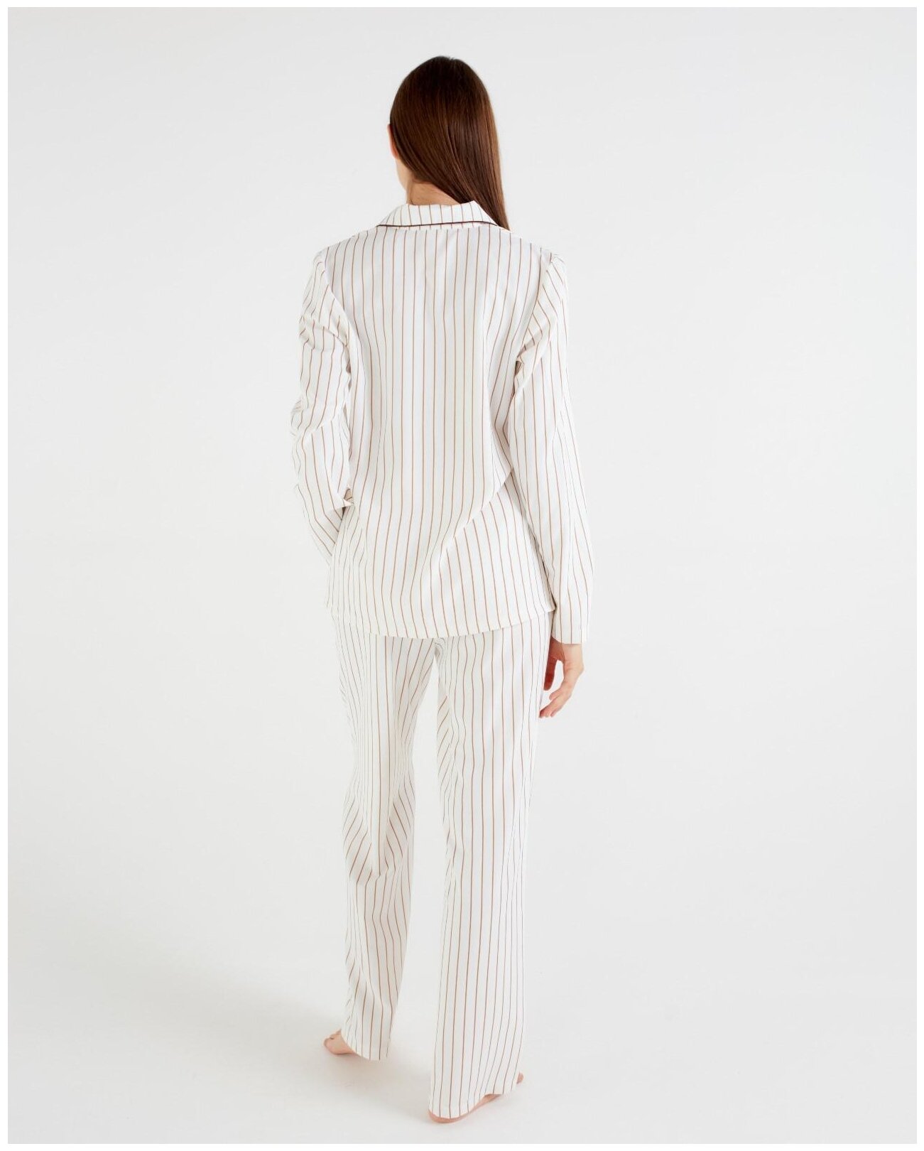 Пижама Minaku, рубашка, брюки, длинный рукав, размер 44/S, белый - фотография № 6
