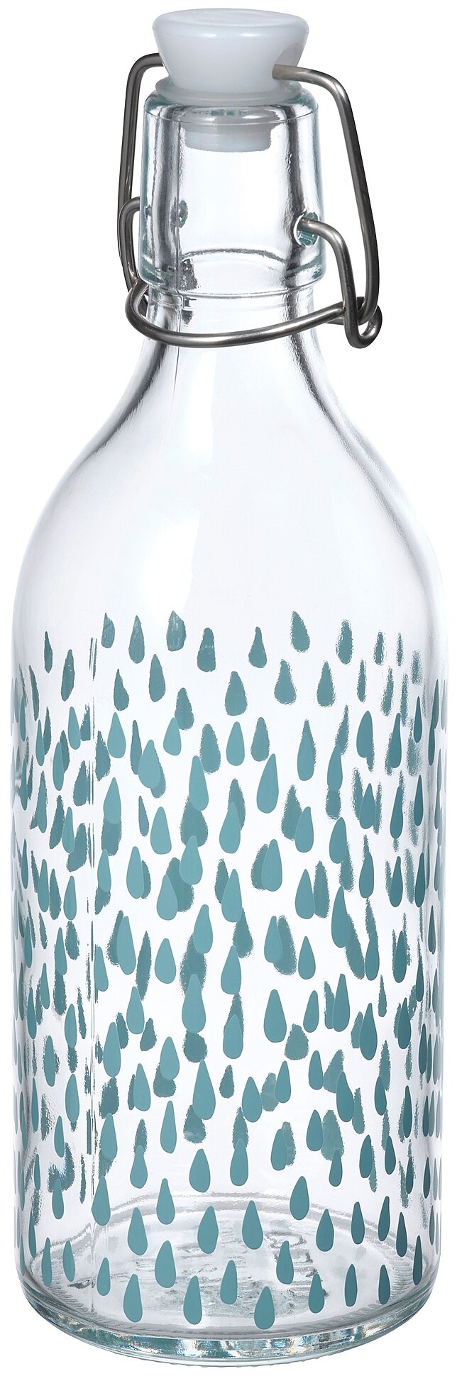 Бутылка для воды, для безалкогольных напитков ИКЕА КОРКЕН 500 мл стекло с рисунком/синий - фотография № 1