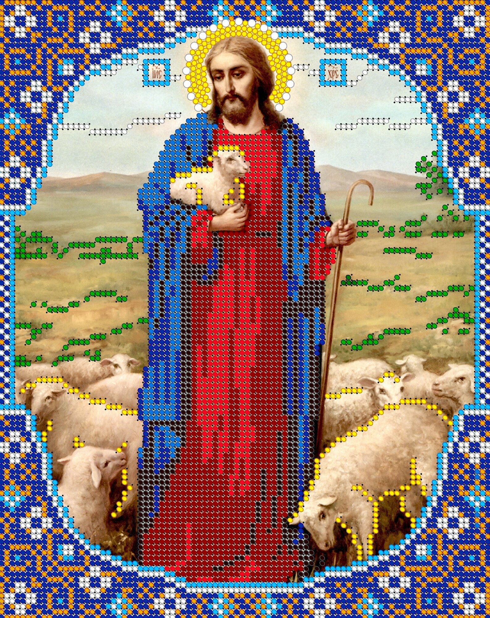 Вышивка бисером иконы Иисус 19*24 см