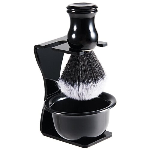 фото Мужской набор для бритья с помазком и чашей, цвет черный бородатый кот