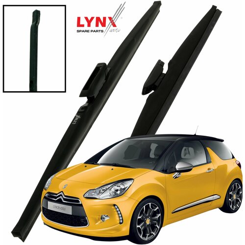 Дворники Citroen DS3 S Ситроен ДС3 хэтчбек 3 дв 2009 2010 2011 2012 2013 2014 2015 2016 Щетки стеклоочистителя зимние к-т 2шт, 600мм-400мм, LYNXauto, черный  - купить со скидкой