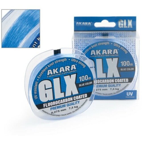 Леска Akara GLх Premium Blue, диаметр 0.275 мм, тест 7.5 кг, 100 м, голубая