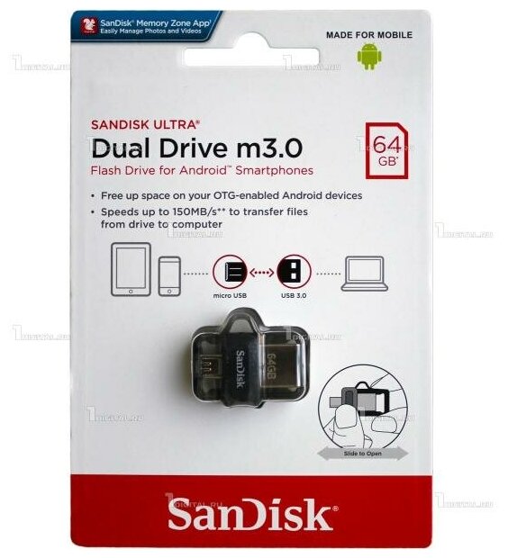 Флешка USB SANDISK Ultra Dual 64Гб, USB3.1, черный [sddd3-064g-g46] - фото №9