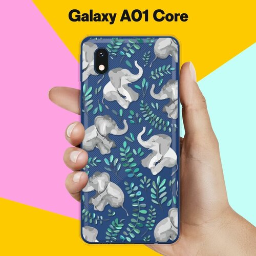 Силиконовый чехол Узор из слонов на Samsung Galaxy A01 Core силиконовый чехол узор из пингвинов на samsung galaxy a01 core