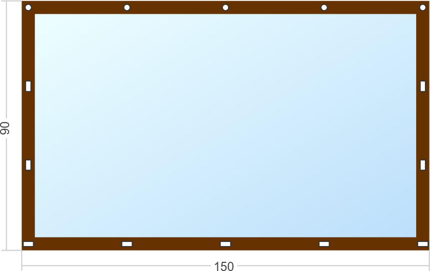 Мягкое окно Софтокна 150х90 см съемное, Скоба-ремешок, Прозрачная пленка 0,7мм, Коричневая окантовка, Комплект для установки - фотография № 3
