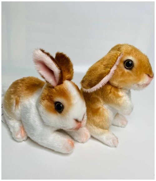 Мягкая игрушка натуральный кролик, символ 2023 года , набор из двух кроликов, 15см