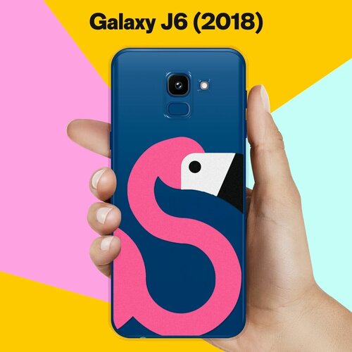 Силиконовый чехол Фламинго на Samsung Galaxy J6 (2018) жидкий чехол с блестками розовый фламинго крупный план на samsung galaxy j8 самсунг галакси джей 8