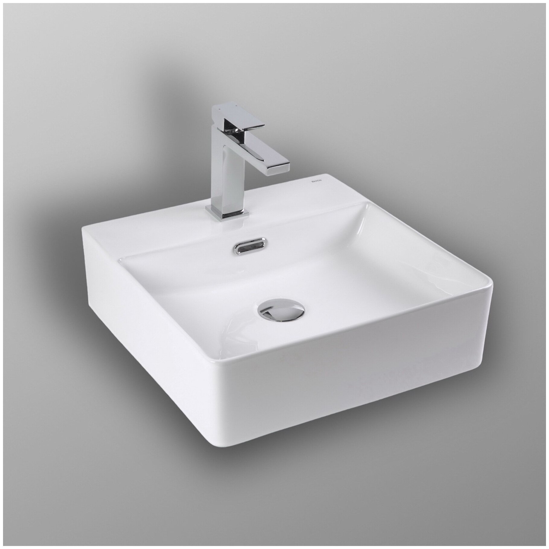 фото Раковина накладная 42*42*13см BOND S02-420 квадратная белая с отверстием под смеситель