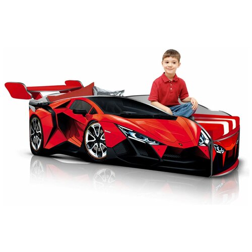 Кровать машина детская кровать для мальчика «Ламба 4.0» Красная - 160(185)/85/60см