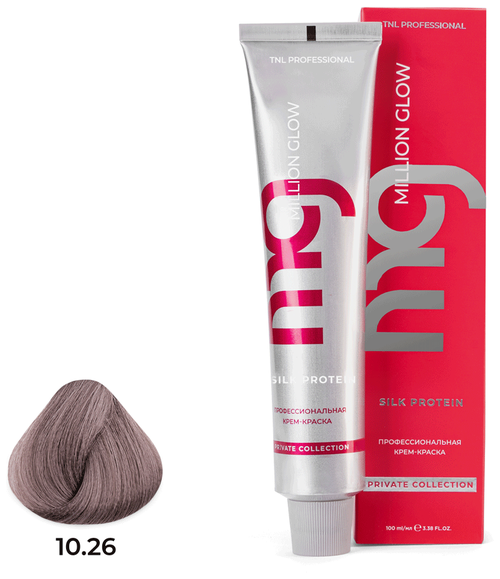 TNL Professional Крем-краска для волос Million glow Silk protein, 10.26 Платиновый блонд розовый