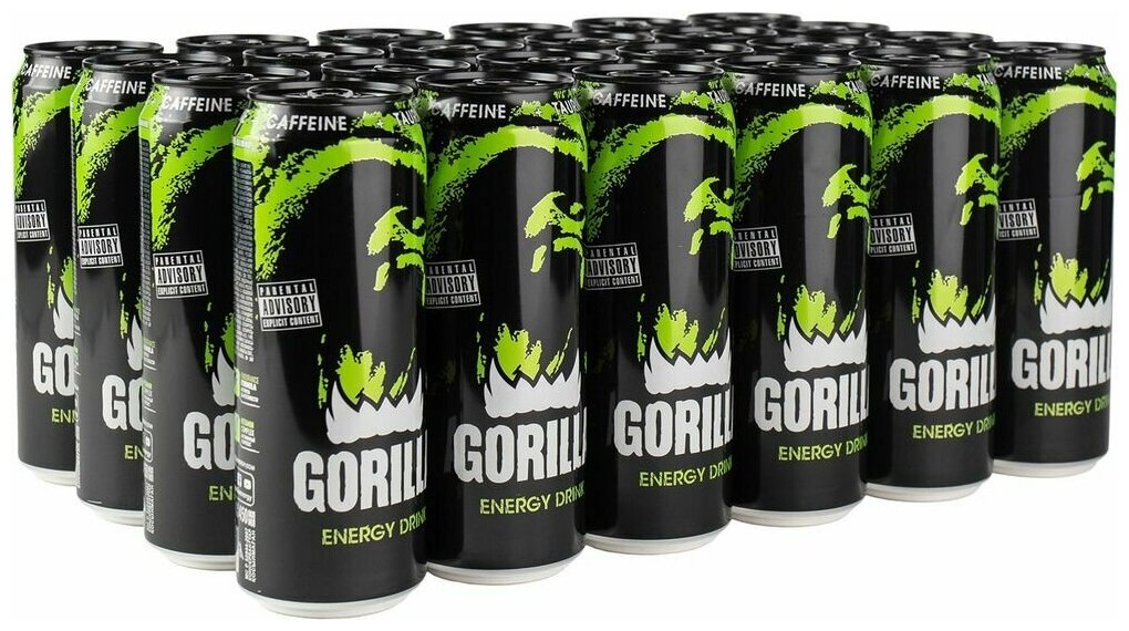 Энергетический напиток Gorilla (Горилла) Pure Energy 0,45 л х 24 банки - фотография № 1