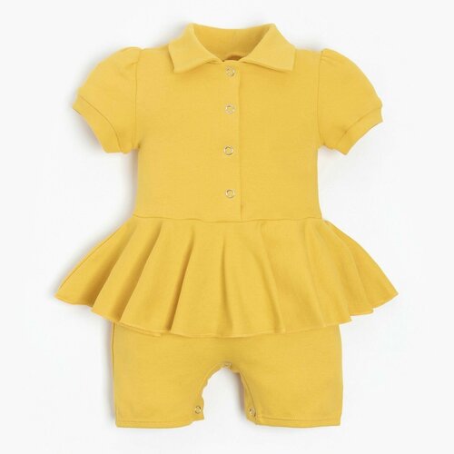 фото Платье-боди minaku, хлопок, нарядное, застежка под подгузник, размер 74-80, желтый