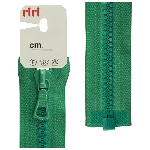 фото Молния riri тракторная разъёмная 1 замок, 6 мм, 40 cм, цвет 2715, ярко-зеленый