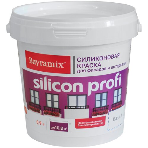 Краска акриловая Bayramix Silicon Profi влагостойкая матовая белый 0.9 л 1.35 кг